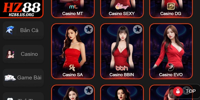 Đa dạng sảnh chơi đến từ nhiều nhà cung cấp lớn