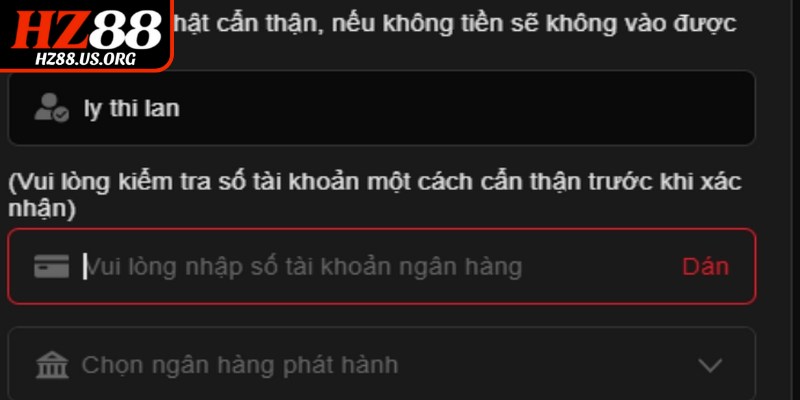 Các phương thức rút tiền HZ88 được hỗ trợ