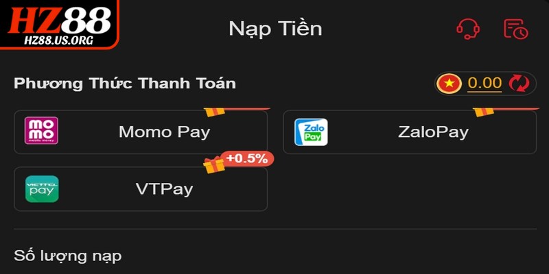 Sau khi tạo tài khoản hãy nạp tiền vào để chơi